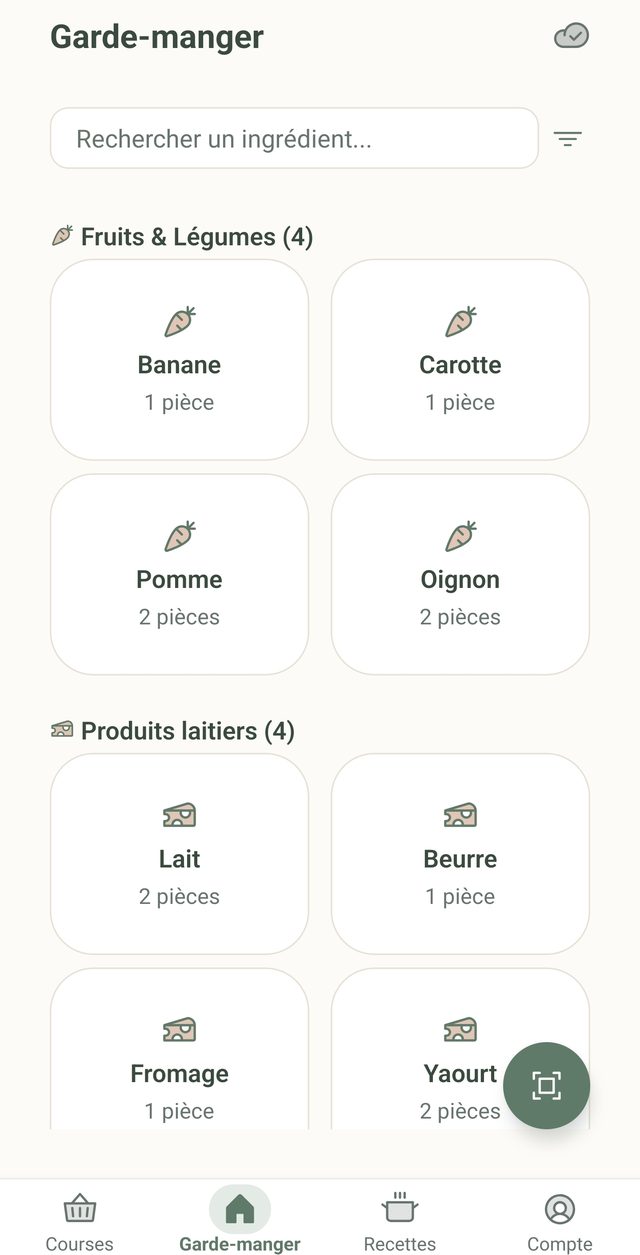 Le garde-manger de Palotta, ingrédients rangés par catégorie